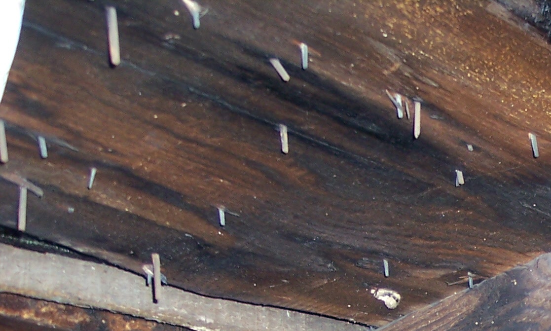Attic nail detail, Korns farmhouse, Southampton Township, Somerset County.