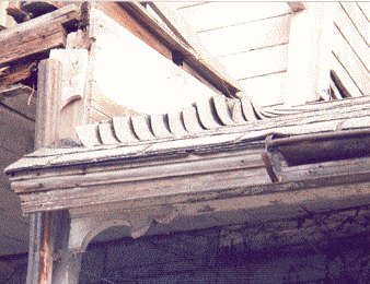Porch roof post decoration on the Korns farmhouse in Somerset County.