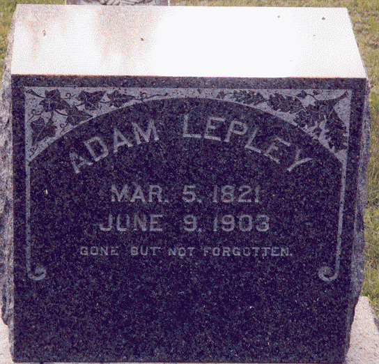 Photo of the tombstone of Adam Lepley III.
