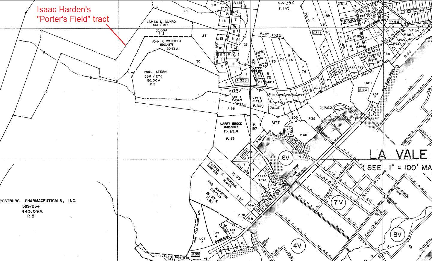 A map showing the location of the Porter's field property.