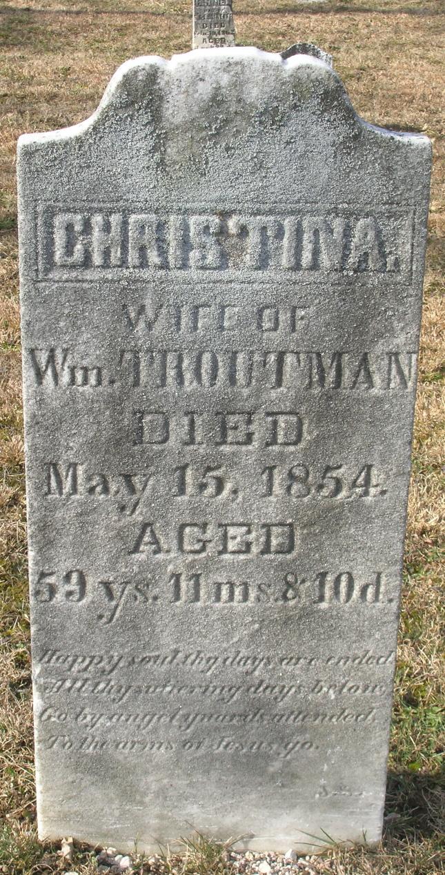 2007 Christina (Korns) Troutman tombstone photo, Lutheran and Reformed Church, Wellersburg, Southampton Township, Somerset County, PA