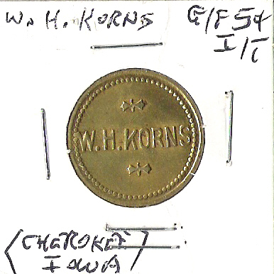 Front of Korns trade token