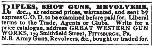 1870 Great Western Gun Works advertisement