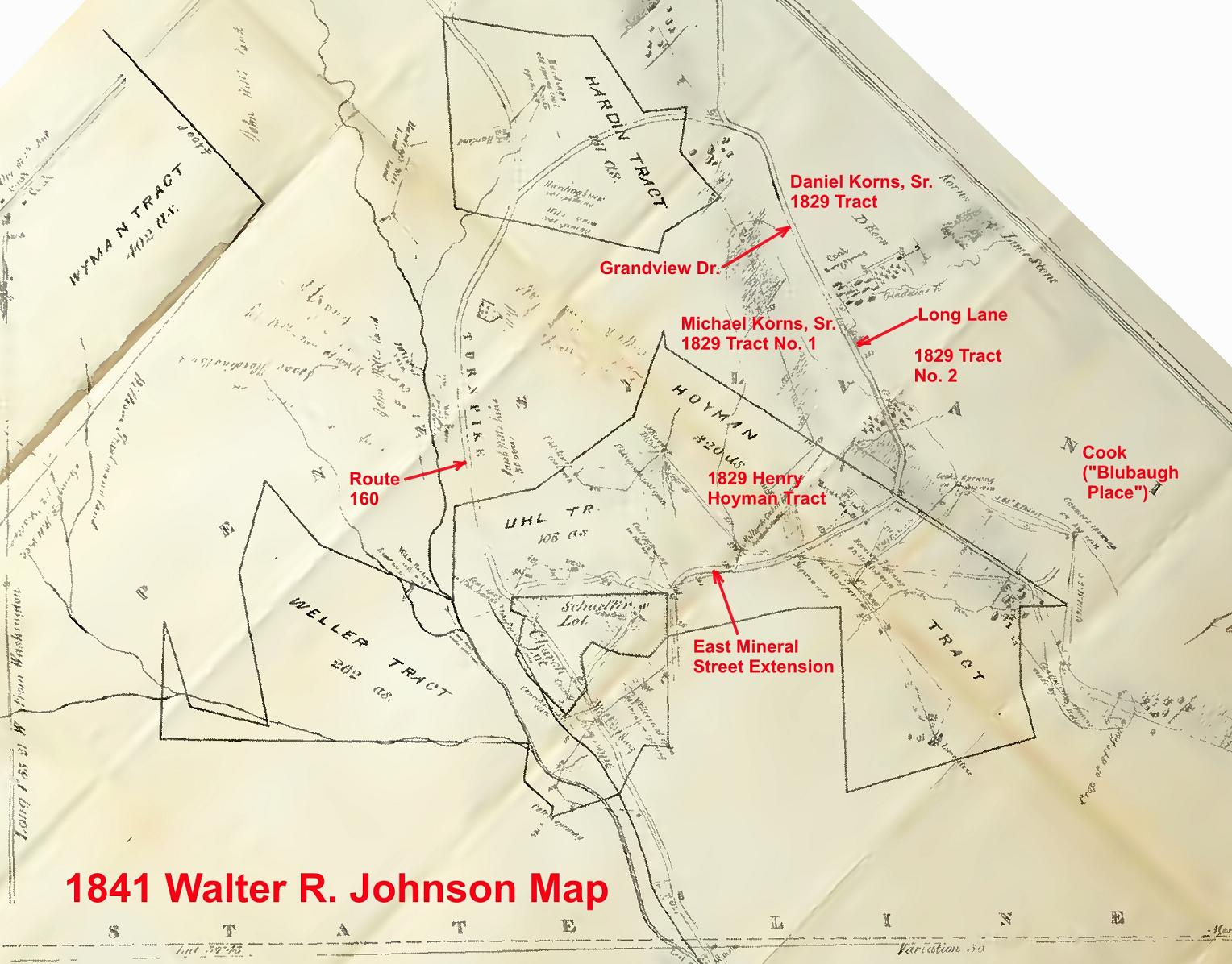 Annotated 1841 Johnson map