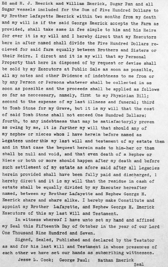 Nathan Emerick will, page 2