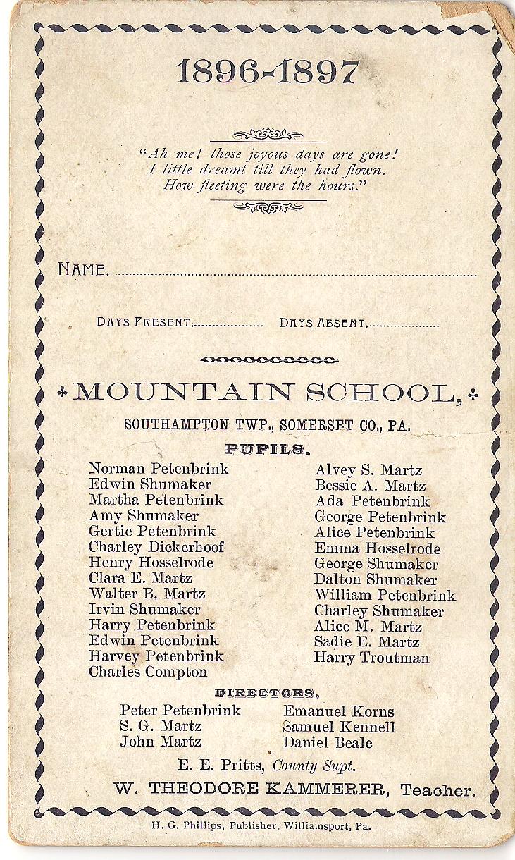 Mountain School souvenir side A