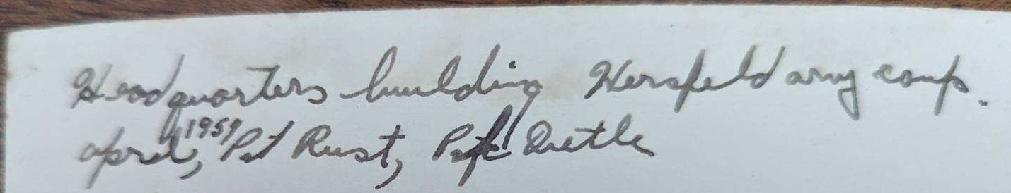 Annotation on rear of Bad Hersfeld headquarters photo.