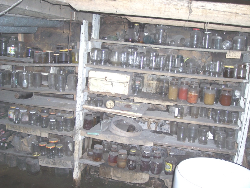 Basement canning storage, Korns farmhouse, Southampton Township, Somerset County.
