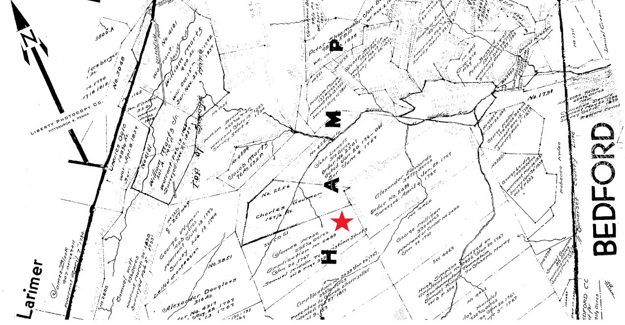 An excerpt from the WPA survey map of Southampton Township, Somerset County, Pennsylvania that has been annotated to identify the property of Christian Sturtz, Jr.