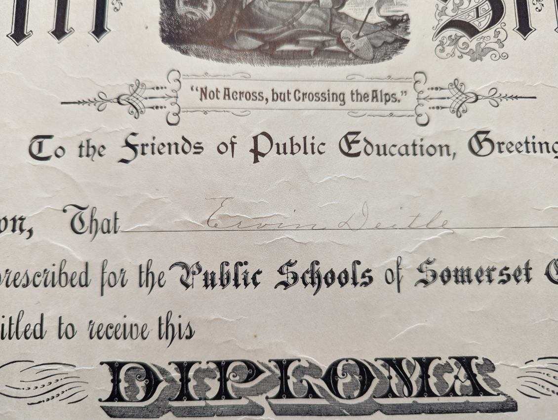Irvin's name on the diploma