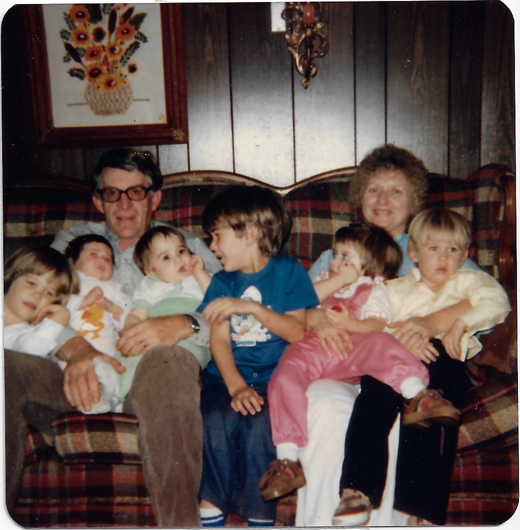 Pat, June, and grandchildren