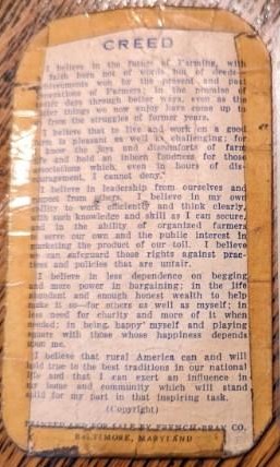 Rear of FFA card.