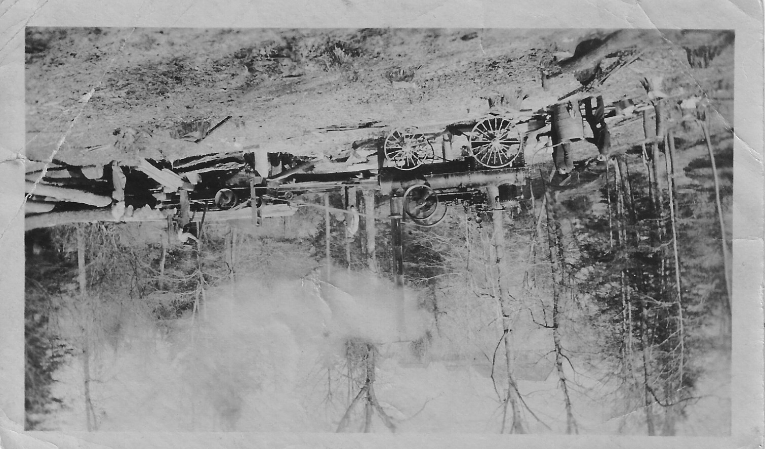 Photo of the Dietle brothers sawmill, including the steam engine.