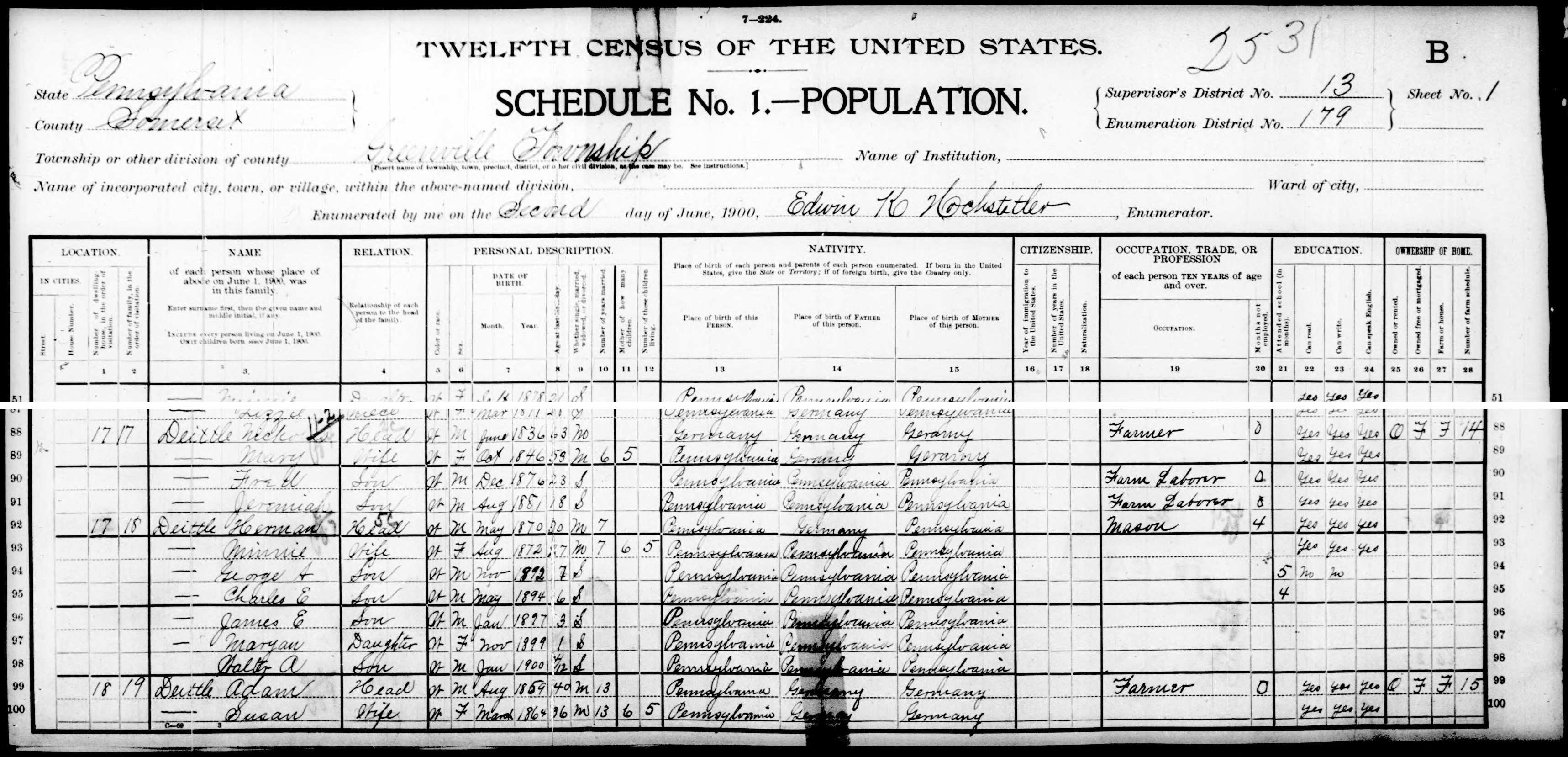 first page of census.