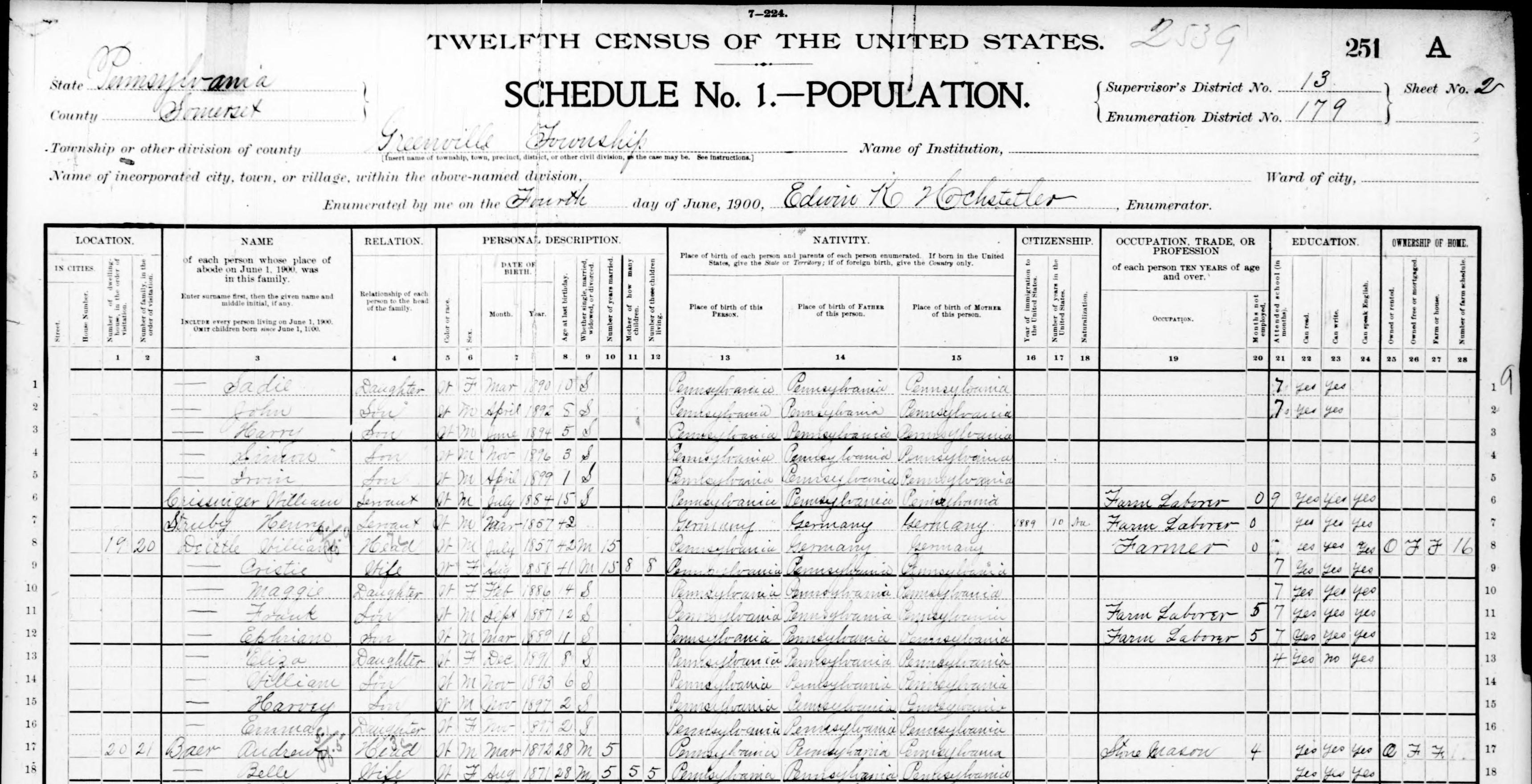 second page of census.