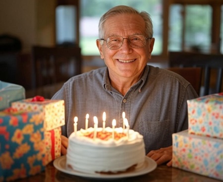 A Boomer grandfather on his birthday.
