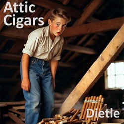 Cover artwork for the original Pennsylvania Bluegrass song 'Attic Cigars' by Lannie Dietle, which describes learning to smoke as a young teenager.