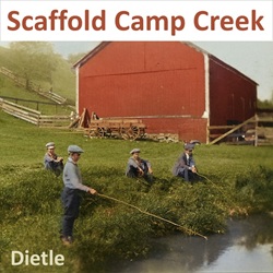 Cover artwork for the original fishing-related Pennsylvania Bluegrass song 'Scaffold Camp Creek' by Lannie Dietle, which was inspired by stories told by his father and his uncle.