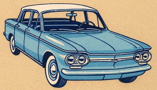 Banner for the top of the lyrics page for 'The 1964 Corvair' song.