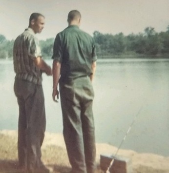 This photo shows Roy Dietle (left) fishing with his youngest brother Ralph Dietle (right).