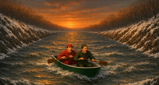 Banner for the 'Little Shenango River' bluegrass adventure song.