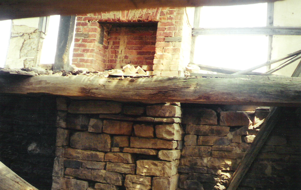 Fireplace support structure in the basement of the house on the Michael Korns, Sr. farm in Southampton Township, Somerset County, Pennsylvania.