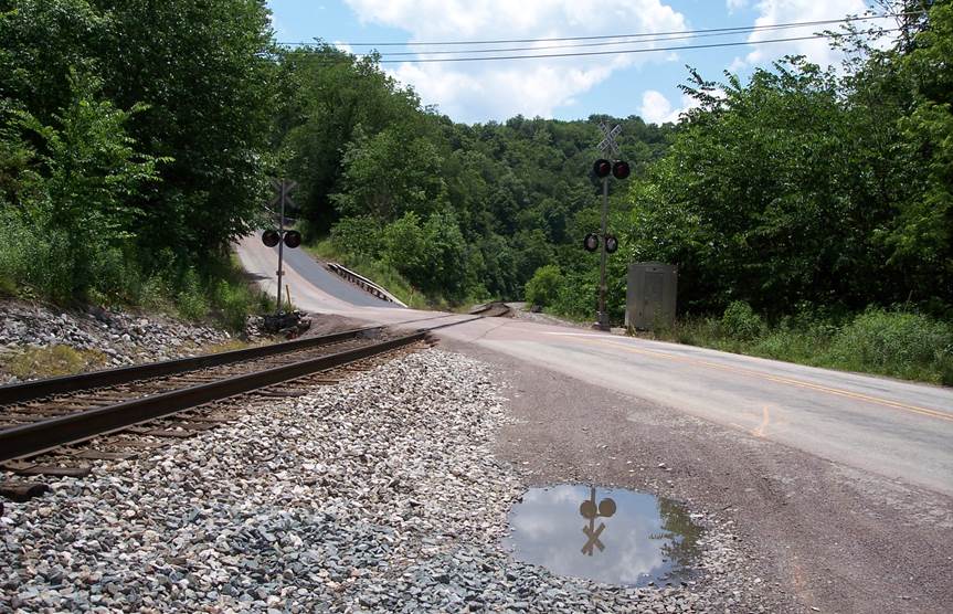 This photo shows the place where a train hit a buggy in 1889.