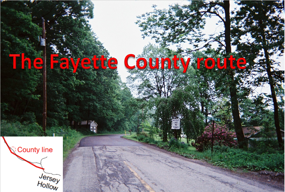  A photo of the Turkey Foot Road that was taken in Fayette County, looking back into Somerset County, on Laurel Hill.
