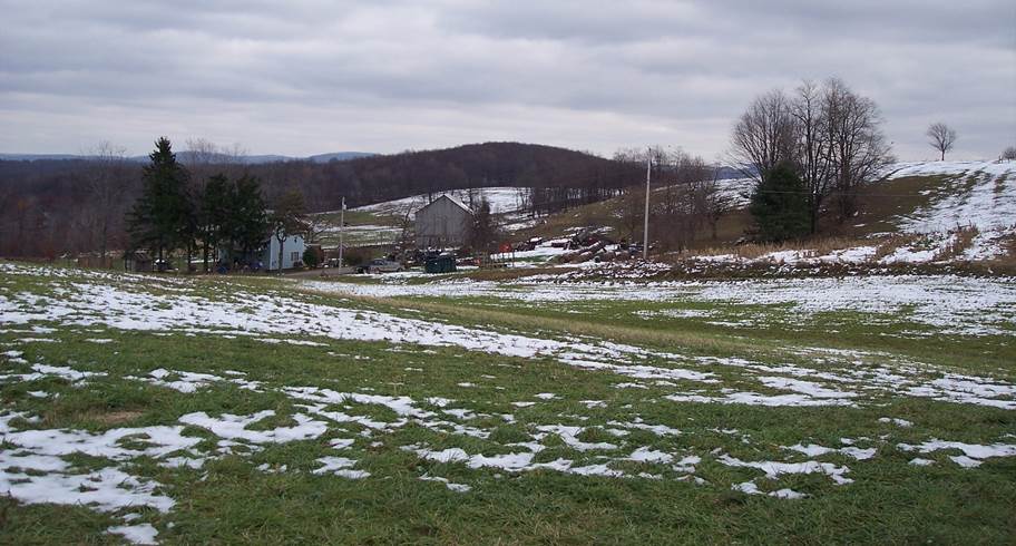 A photo of some of the fields on Cornelius Woodruff's 1788 farm that was taken from the Turkey Foot Road. 