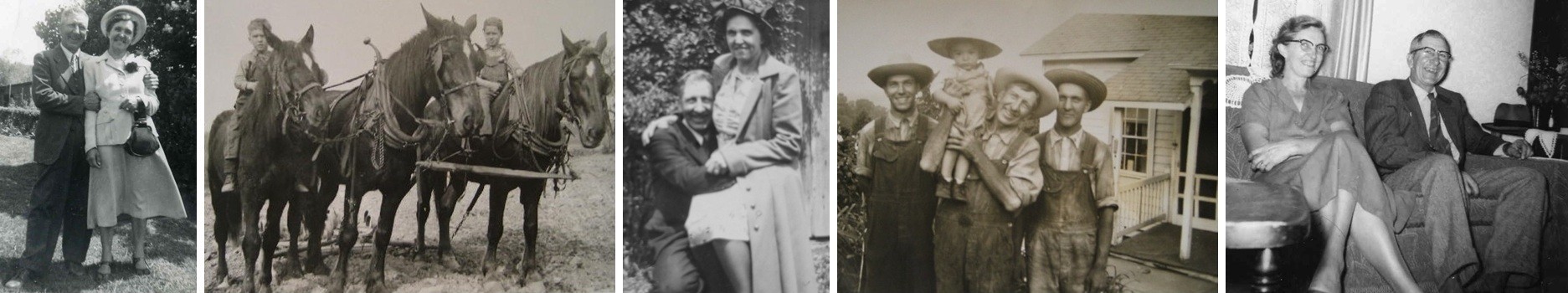 Banner made of photos of the Allen Lester Korns family, Southampton Township, Somerset County, Pennsylvania.