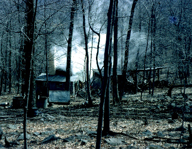 The maple sugar camp of Allen Korns, 1956, Southampton Township, Somerset County, PA.