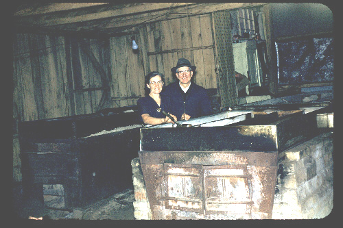 Gladys & Allen Korns in their Southampton Township, Somerset County, PA maple sugar camp.