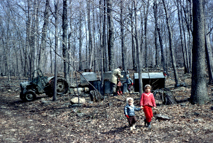 Collecting sugar water at the farm of Allen Korns (Somerset County, PA.)