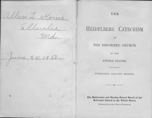 Allen Korns name in Catechism book 