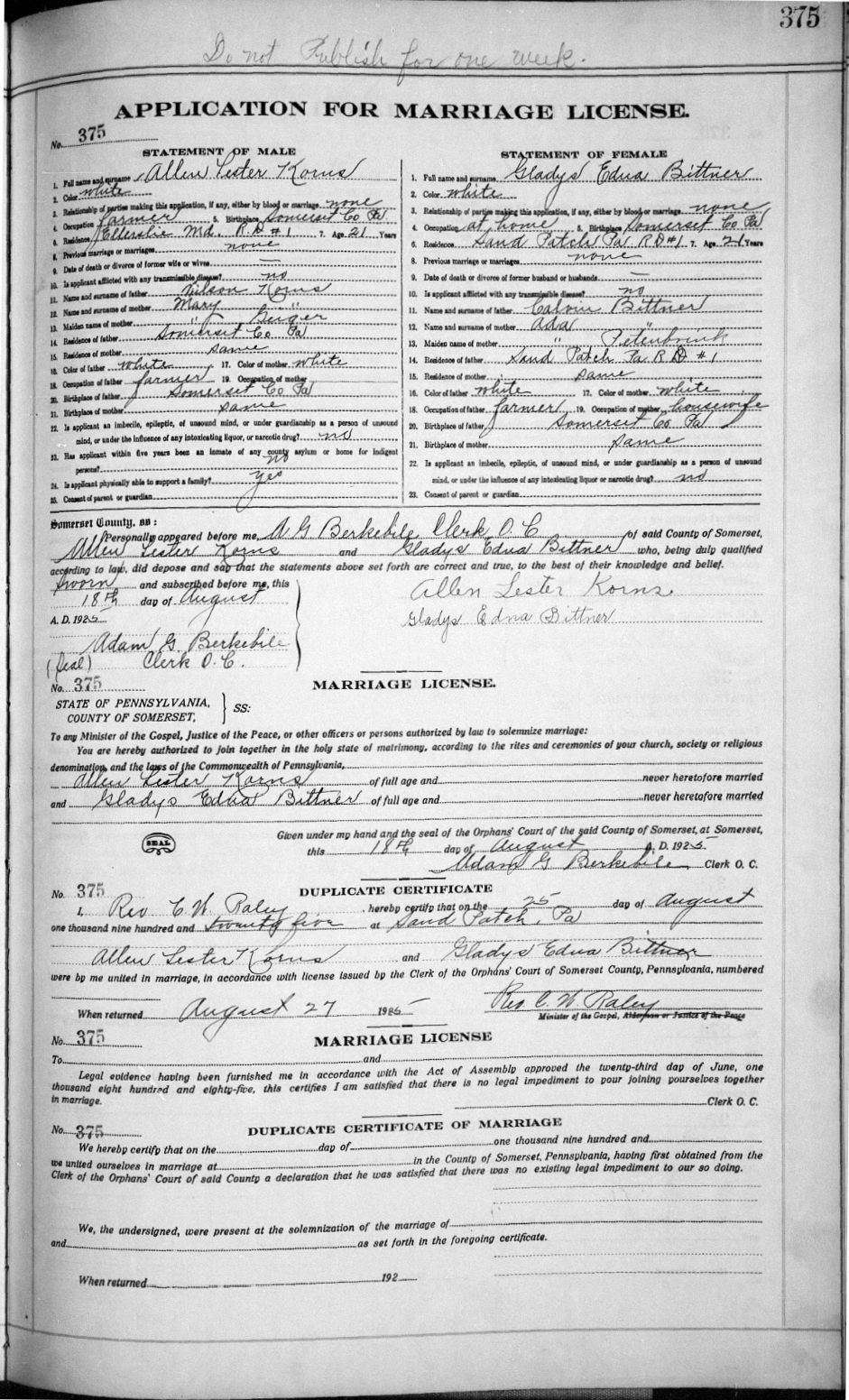 Marriage Certificate
