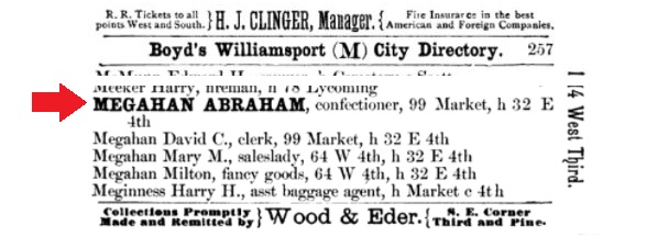An excerpt from the Boyd's Williamsport City Directory of 1885.