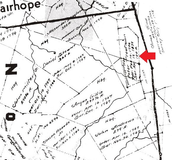 Location of the Peter Troutman property survey