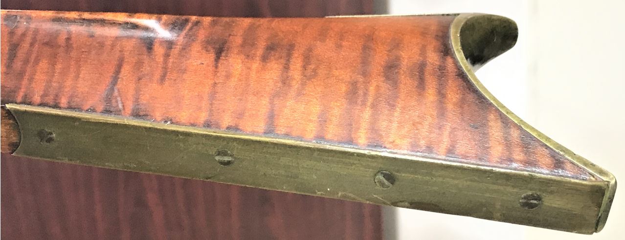 The protective toe plate of the Defibaugh-made Pennsylvania long rifle.