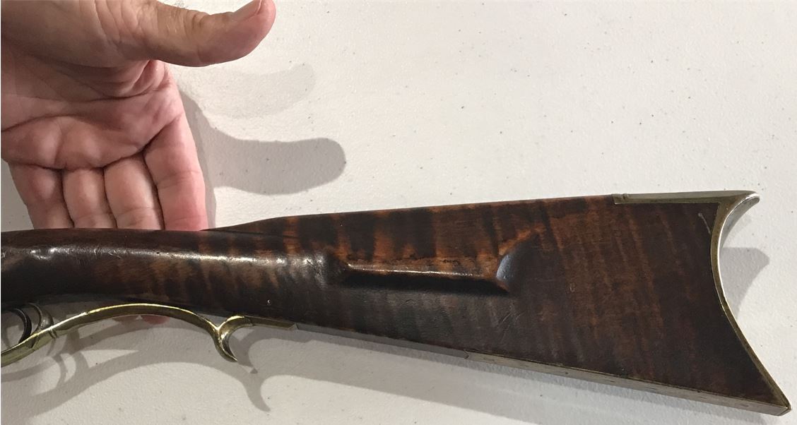 This photo shows how small the buttstock is on the Daniel Border long rifle.