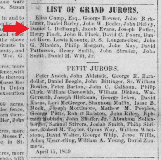 Daniel Defibaugh, a Bedford County, Pennsylvania gunsmith