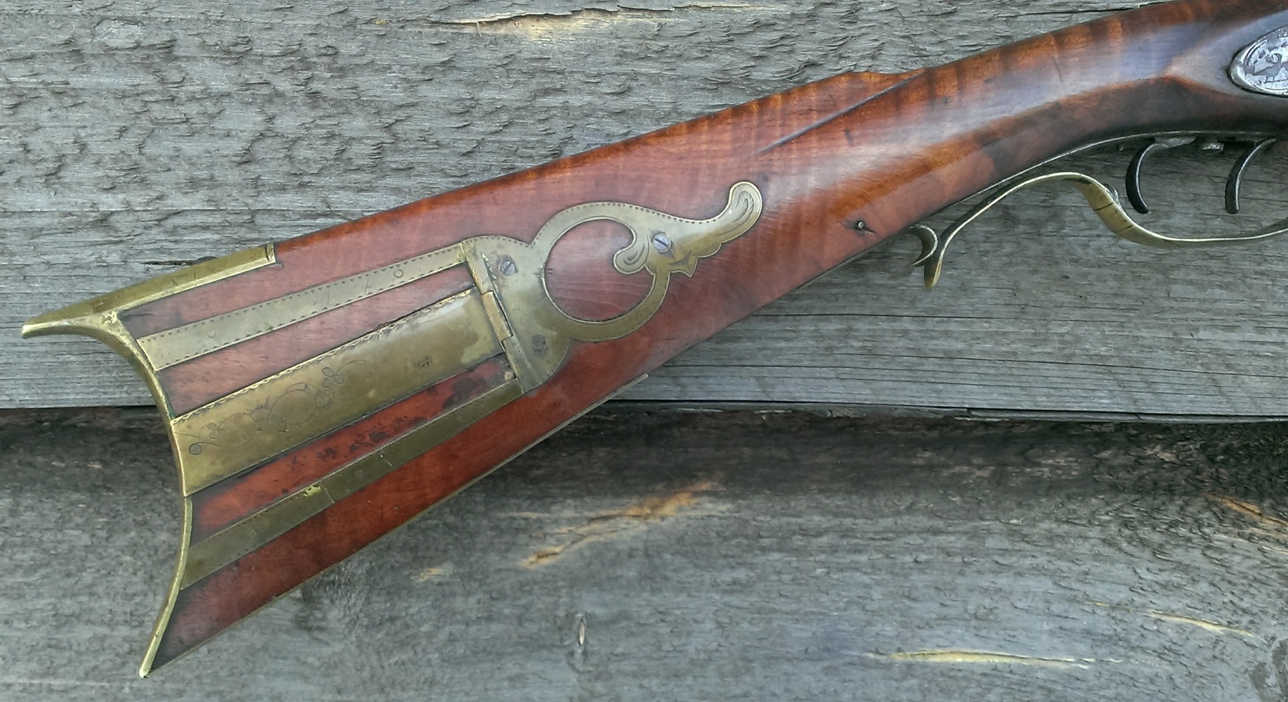 This photo provides an overall view of the engraved four-piece patch box.