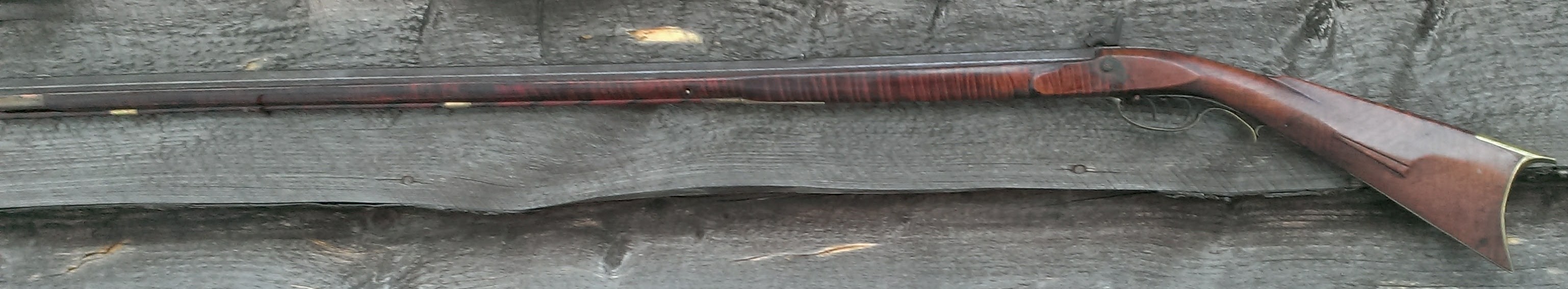 An overall view of the left-hand side of this Kentucky Rifle.