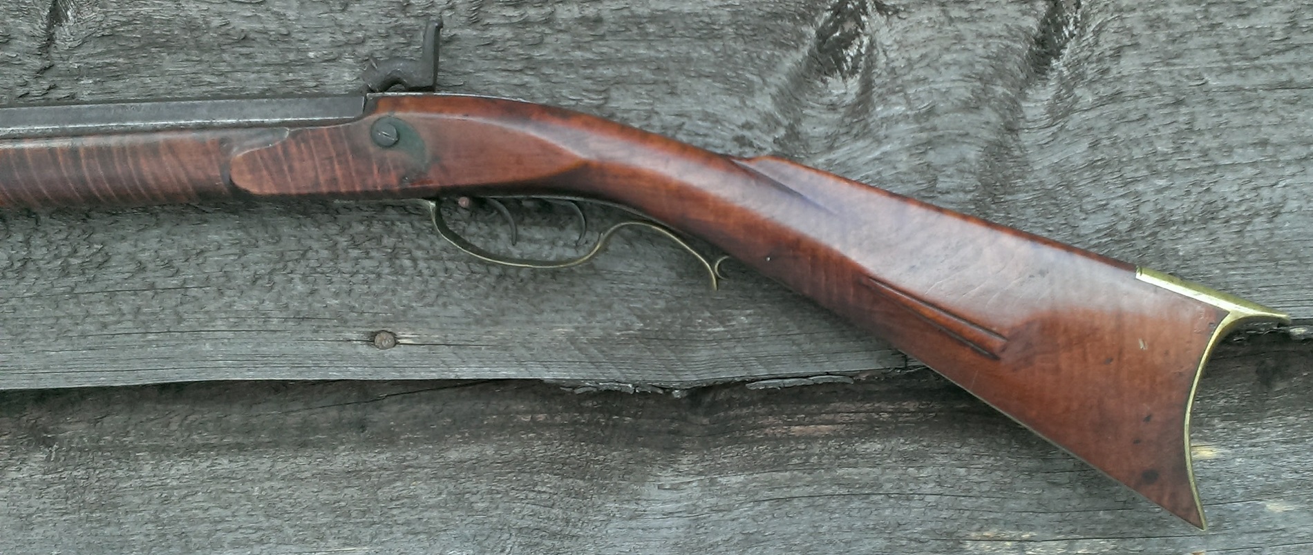 The left-hand side of the gun stock.