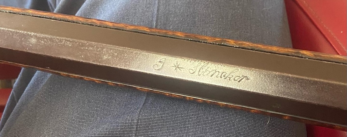 The barrel signature on the Slonaker long rifle.
