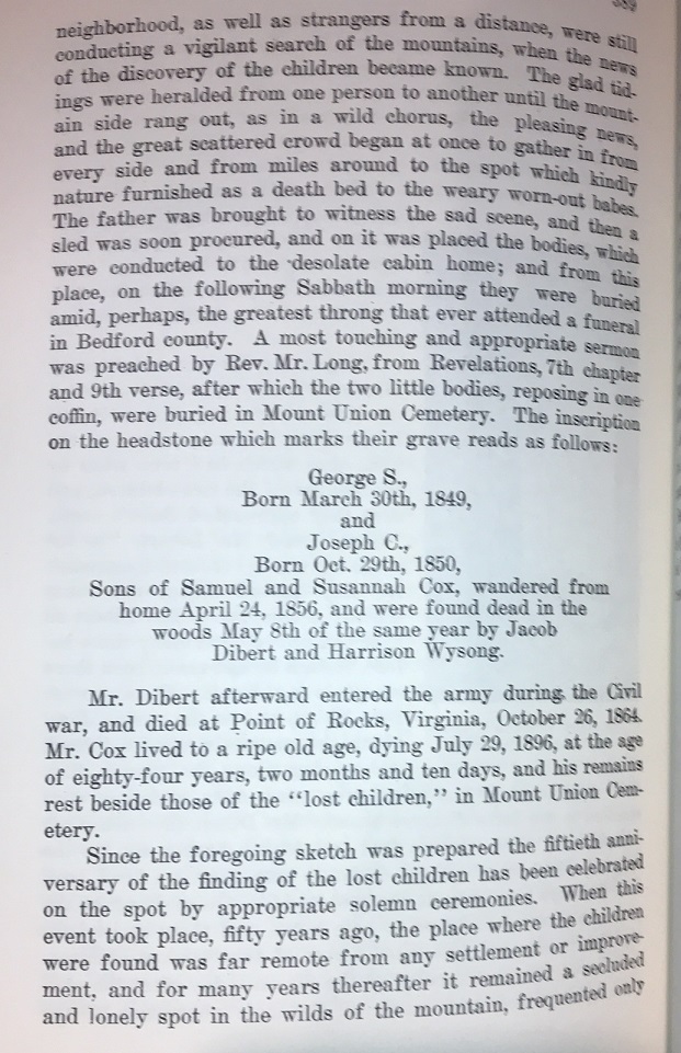 Part seven, story about the lost Cox children from the 1906 book, 