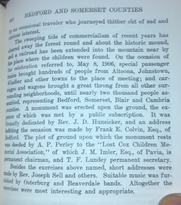 Part eight, story about the lost Cox children from the 1906 book, 