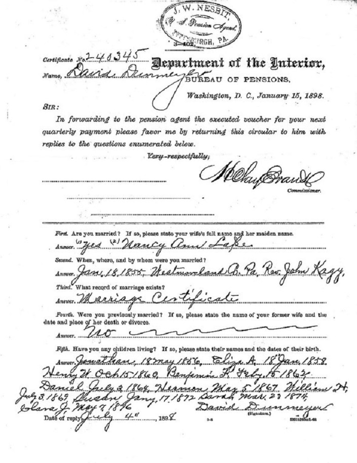  A pension-related questionnaire.