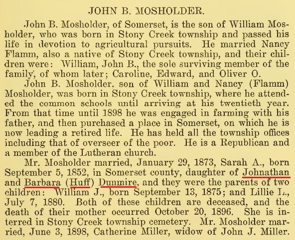 Information about the marriage of a daughter of the gunsmith Jonathan Dunmire. 
