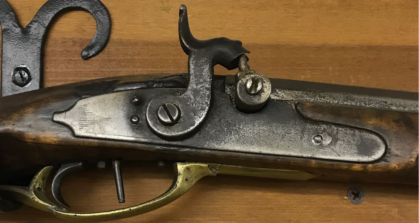 The percussion lock on the Dormayer-style muzzle loading rifle. 