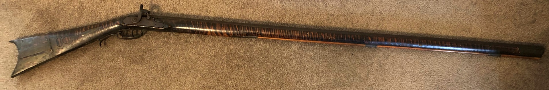 A photo of the right-hand side of the Lepley percussion long rifle. 